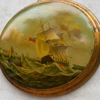 A Grand Maritime Treasure — One-of-a-Kind Vintage Sailing Ship Oil Painting