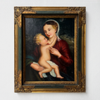 Madonna and Child painting | Vintage religious oil painting | Late 20th-century artwork