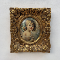 Vintage Girl Portrait Painting, Classic Hand Painted Oil Artwork, Baroque Style Ornate Framed Art
