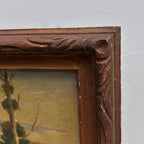 23.2 × 18.5in Original Vintage Landscape Oil Painting, Classical Countryside Scene with Rustic Wooden Frame - Vintage Oil Painting - Arden Gallery