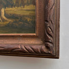 23.2 × 18.5in Original Vintage Landscape Oil Painting, Classical Countryside Scene with Rustic Wooden Frame - Vintage Oil Painting - Arden Gallery