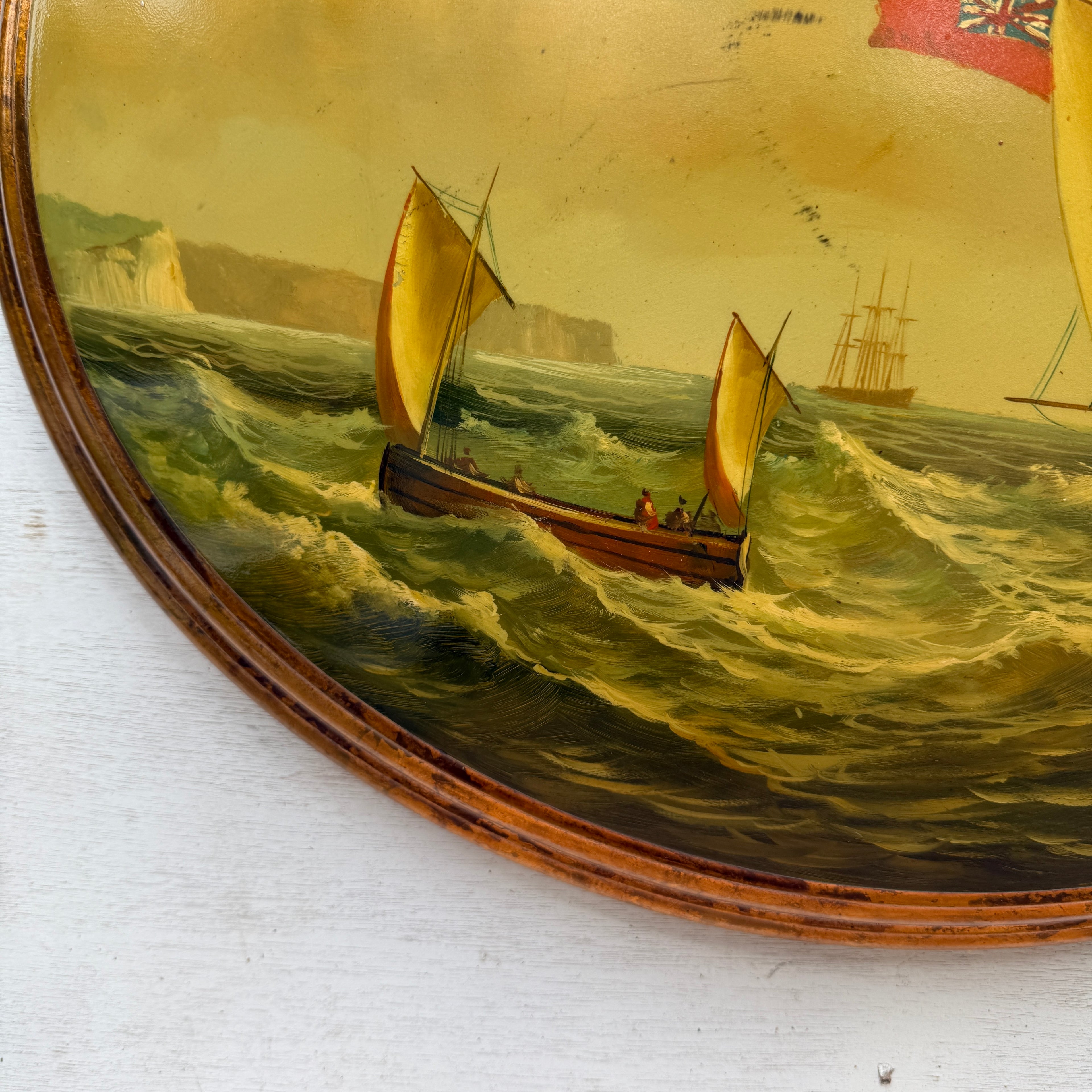 A Grand Maritime Treasure — One-of-a-Kind Vintage Sailing Ship Oil Painting