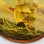 A Grand Maritime Treasure — One-of-a-Kind Vintage Sailing Ship Oil Painting