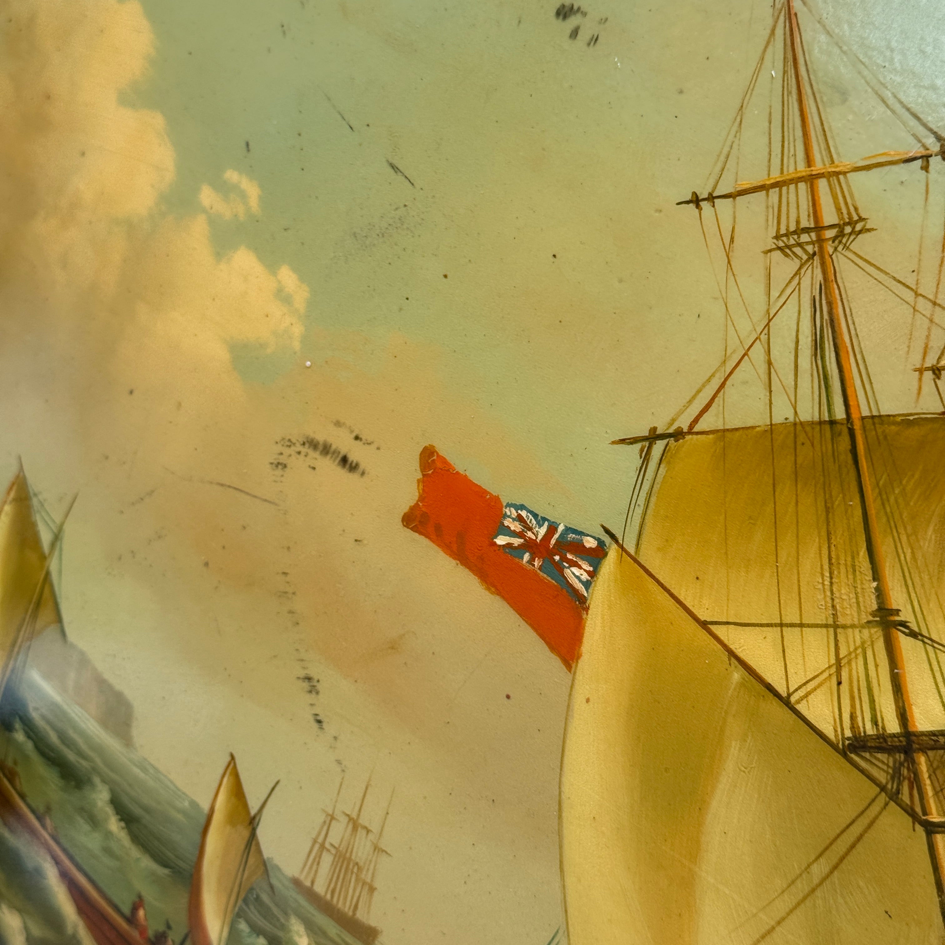 A Grand Maritime Treasure — One-of-a-Kind Vintage Sailing Ship Oil Painting
