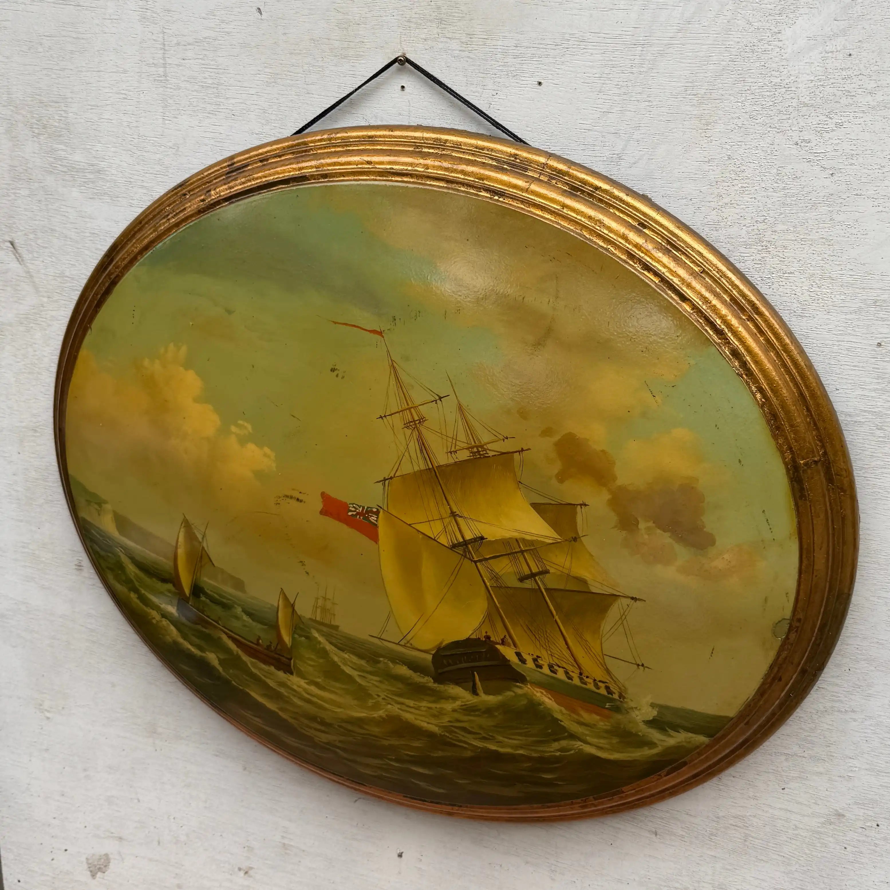 A Grand Maritime Treasure — One-of-a-Kind Vintage Sailing Ship Oil Painting - Vintage Oil Painting - Arden Gallery