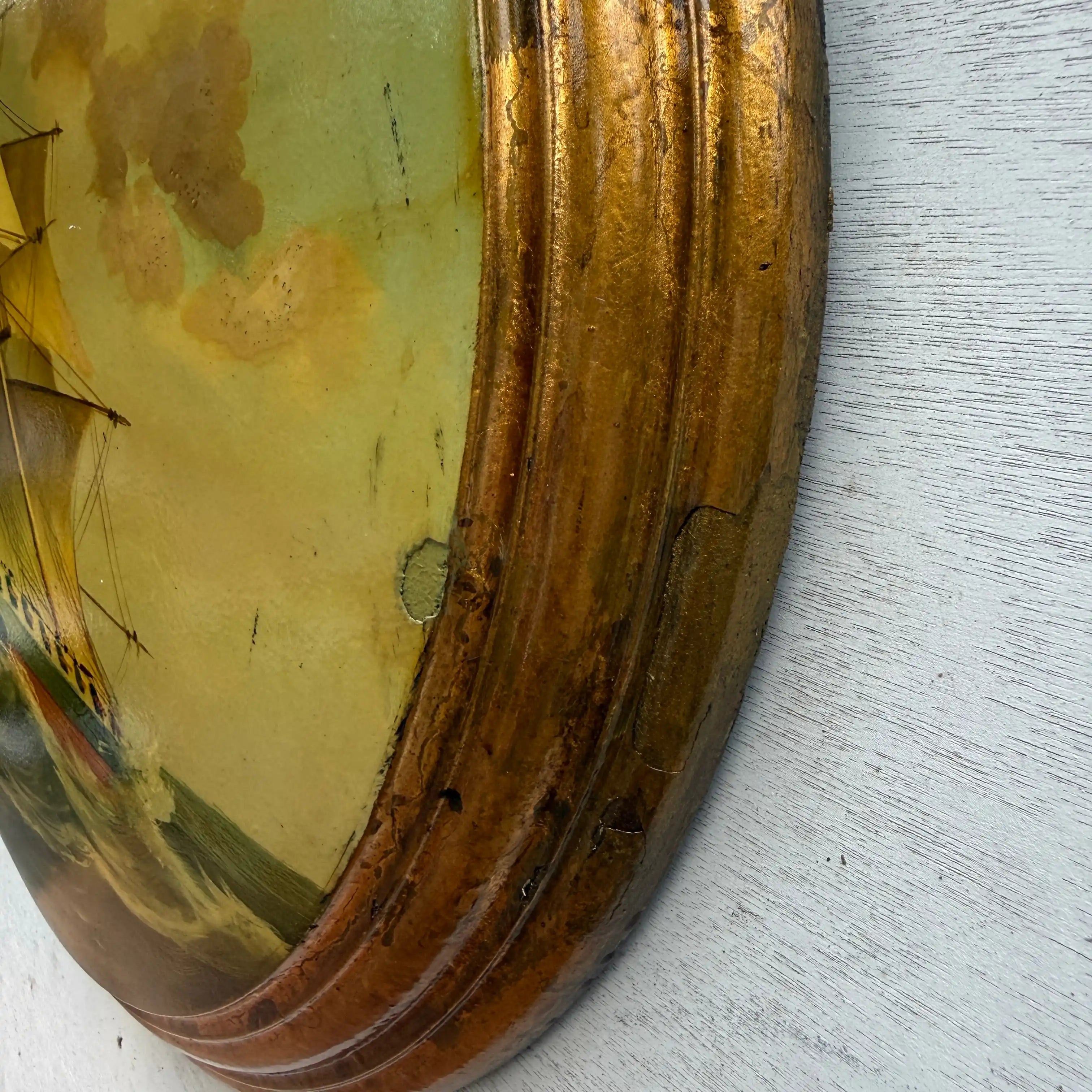 A Grand Maritime Treasure — One-of-a-Kind Vintage Sailing Ship Oil Painting - Vintage Oil Painting - Arden Gallery