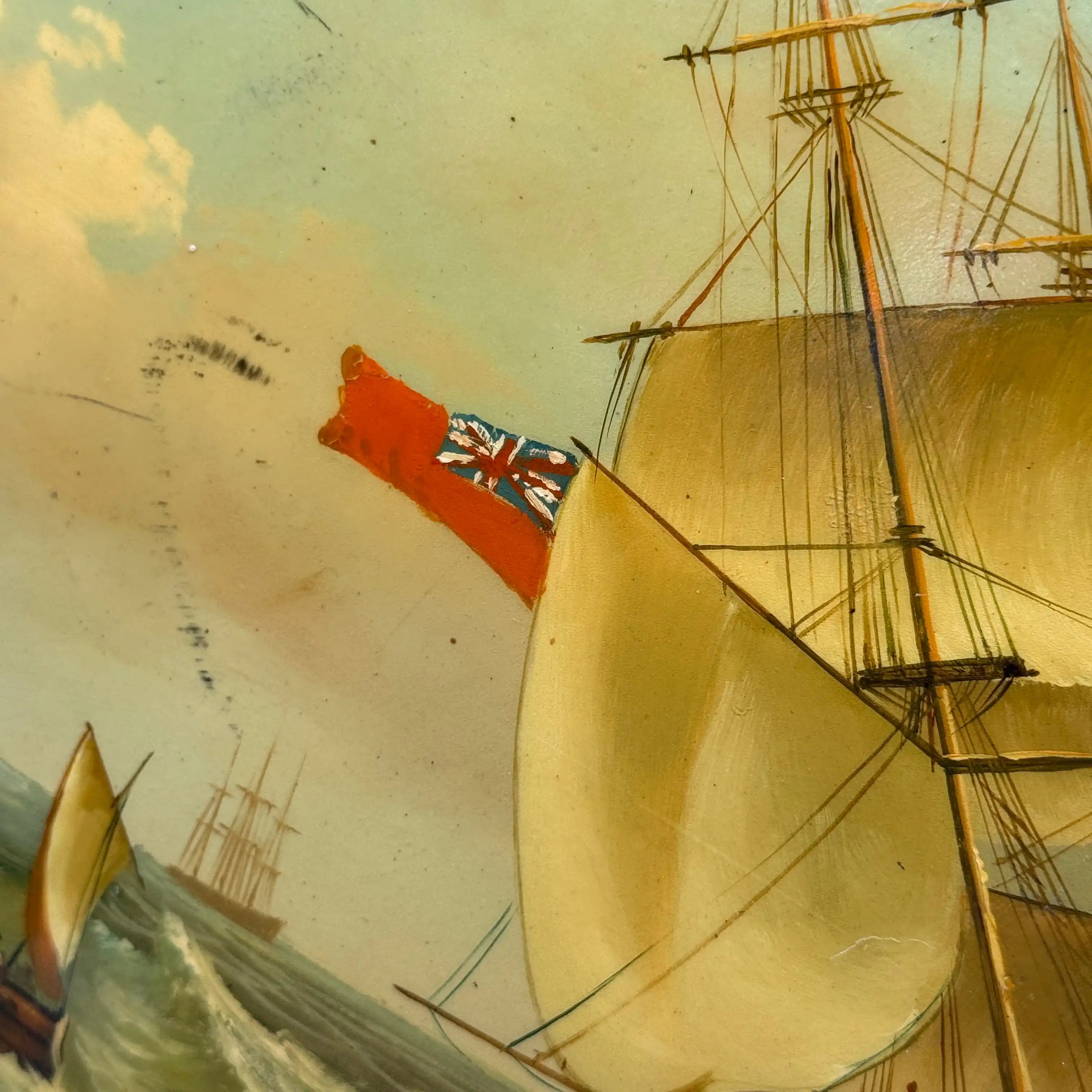 A Grand Maritime Treasure — One-of-a-Kind Vintage Sailing Ship Oil Painting - Vintage Oil Painting - Arden Gallery