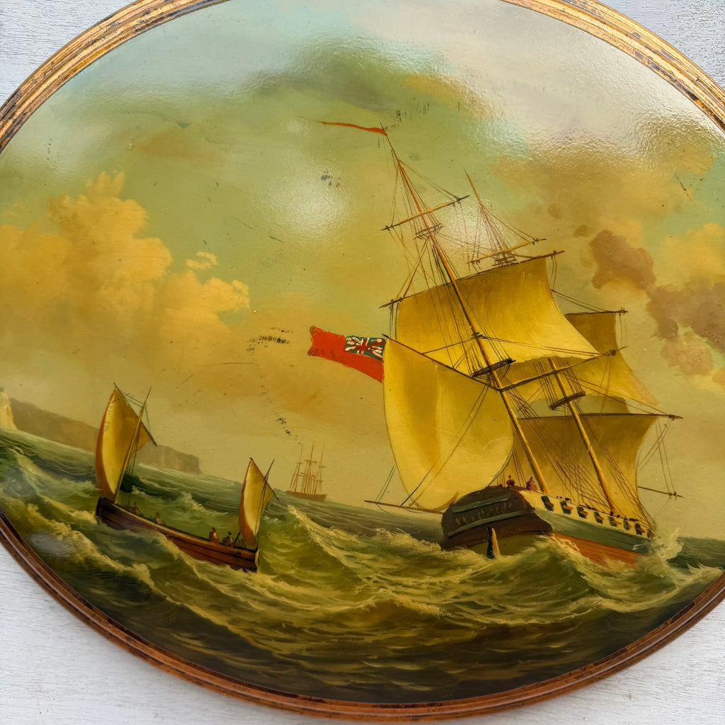 A Grand Maritime Treasure — One-of-a-Kind Vintage Sailing Ship Oil Painting - Vintage Oil Painting - Arden Gallery