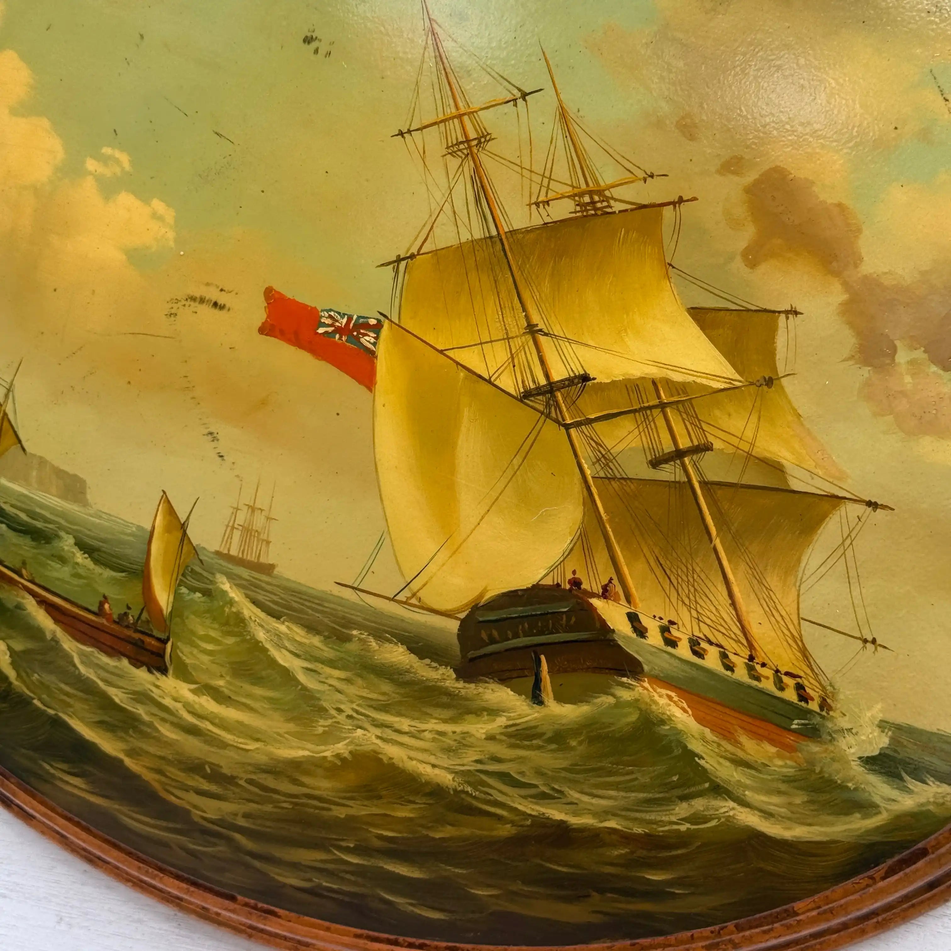A Grand Maritime Treasure — One-of-a-Kind Vintage Sailing Ship Oil Painting - Vintage Oil Painting - Arden Gallery