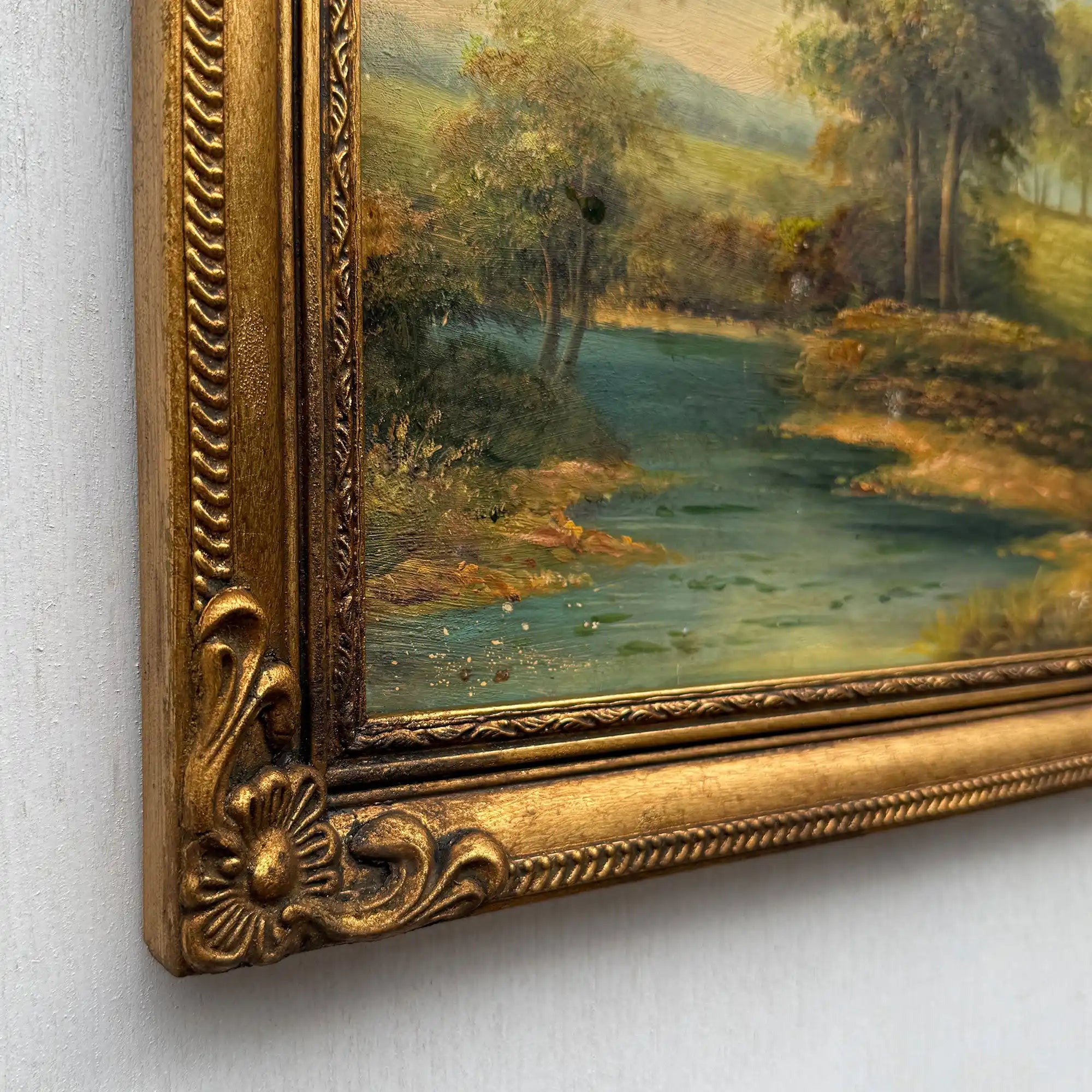 A Quiet Journey Through the Countryside | Original Vintage Oil Painting with Horses - Vintage Oil Painting - Arden Gallery