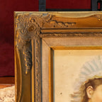 A classical lady portrait framed in an ornate gold frame  Romantic style wall art - 11×13 in - Vintage Oil Painting - Arden Gallery