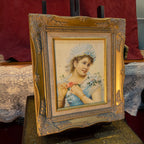 A classical lady portrait framed in an ornate gold frame  Romantic style wall art - 11×13 in - Vintage Oil Painting - Arden Gallery