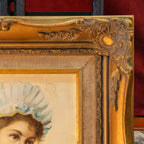 A classical lady portrait framed in an ornate gold frame  Romantic style wall art - 11×13 in - Vintage Oil Painting - Arden Gallery