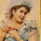 A classical lady portrait framed in an ornate gold frame  Romantic style wall art - 11×13 in - Vintage Oil Painting - Arden Gallery