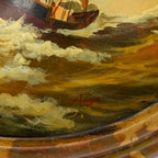 Against the Storm | Signed Vintage Maritime Oil Painting | Oval Frame | 11.0×13.0in - Vintage Oil Painting - Arden Gallery