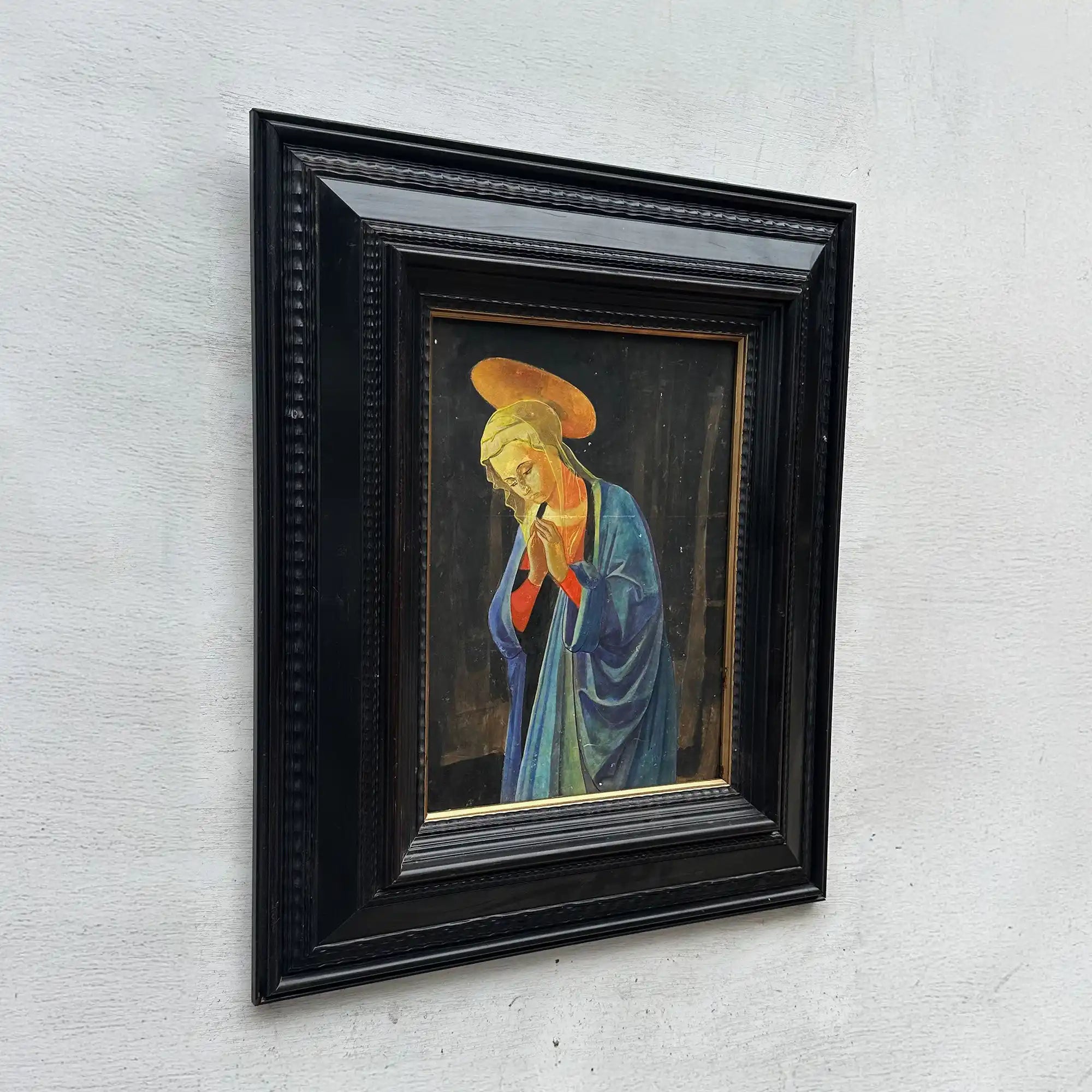 Antique Style Madonna Religious Painting, Framed Christian Sacred Art in Renaissance Style - Vintage Oil Painting - Arden Gallery