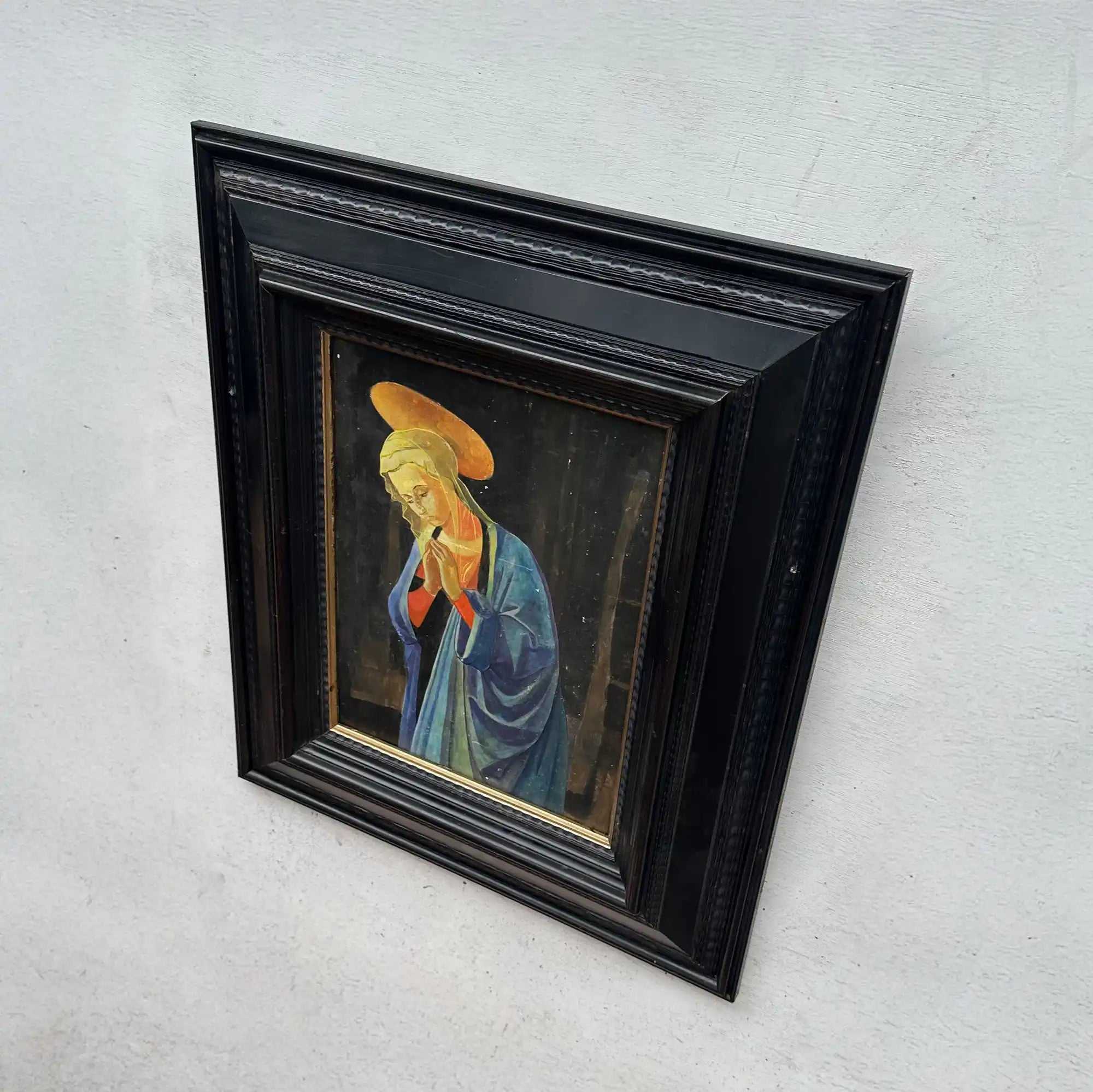 Antique Style Madonna Religious Painting, Framed Christian Sacred Art in Renaissance Style - Vintage Oil Painting - Arden Gallery