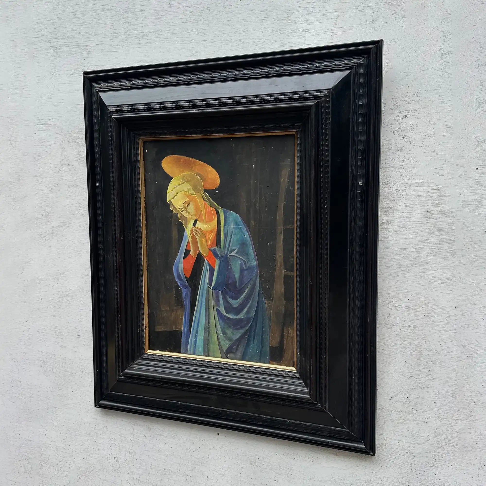 Antique Style Madonna Religious Painting, Framed Christian Sacred Art in Renaissance Style - Vintage Oil Painting - Arden Gallery