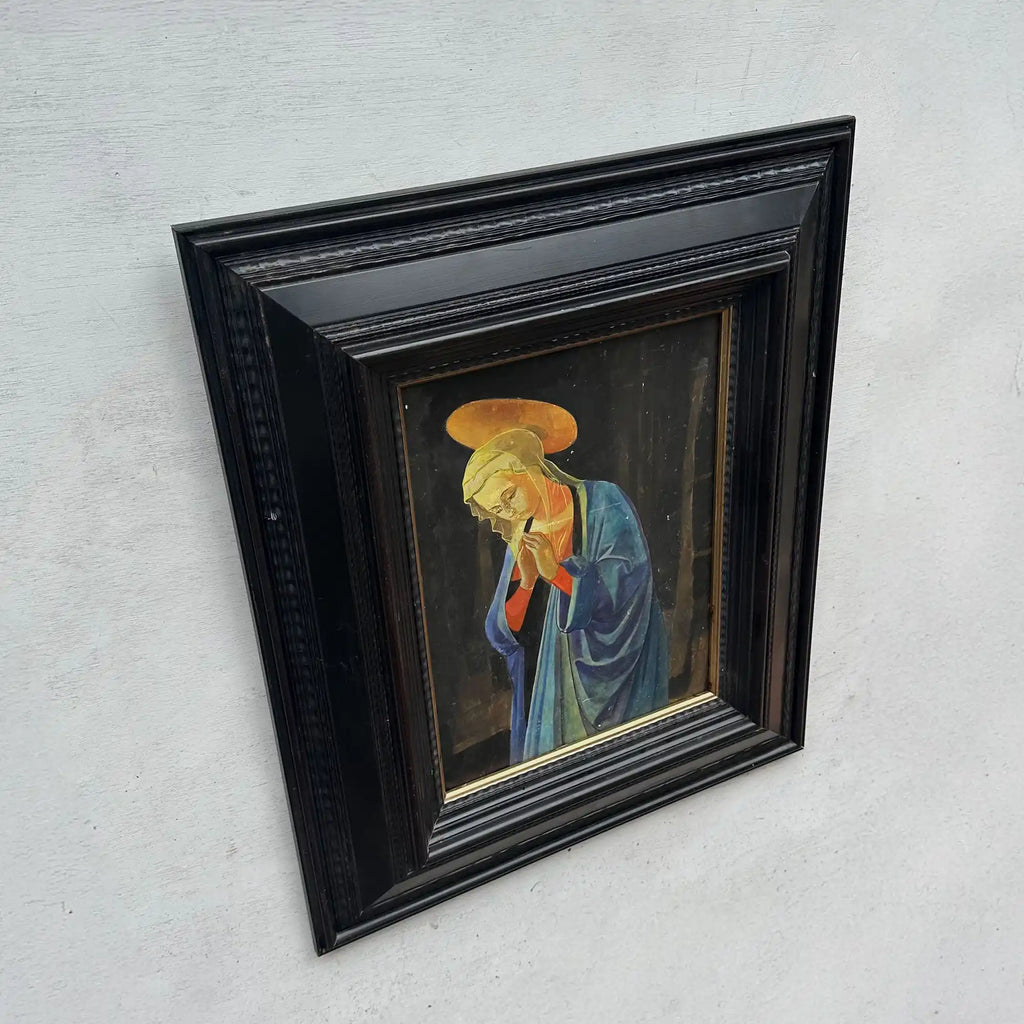 Antique Style Madonna Religious Painting, Framed Christian Sacred Art in Renaissance Style - Vintage Oil Painting - Arden Gallery
