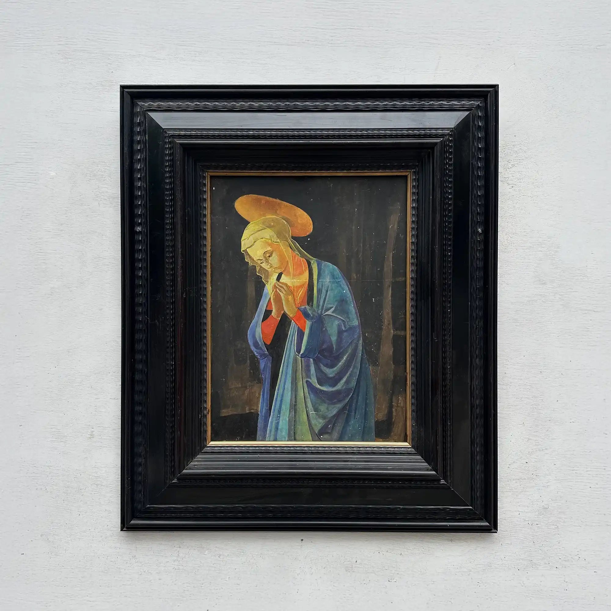 Antique Style Madonna Religious Painting, Framed Christian Sacred Art in Renaissance Style - Vintage Oil Painting - Arden Gallery
