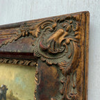 Cattle & Sheep in Pasture Oil Painting | Signed | Cow with Calf | Bronze-Gold Frame | Mid-20th C. | 15×13in - Vintage Oil Painting - Arden Gallery