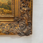 Cattle on the Woodland Path | Vintage Landscape Oil Painting | Deep Baroque Frame | circa 1955 | 17.7×16.9in - Vintage Oil Painting - Arden Gallery