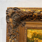 Cattle on the Woodland Path | Vintage Landscape Oil Painting | Deep Baroque Frame | circa 1955 | 17.7×16.9in - Vintage Oil Painting - Arden Gallery