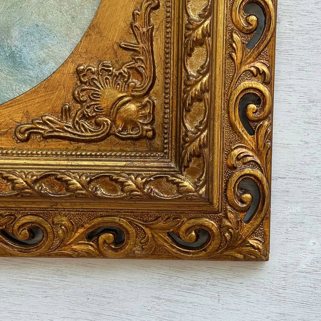 Cherubs in Flight | Vintage Figurative Oil Painting | Ornate Gold Frame | 19.7×23.6in - Vintage Oil Painting - Arden Gallery
