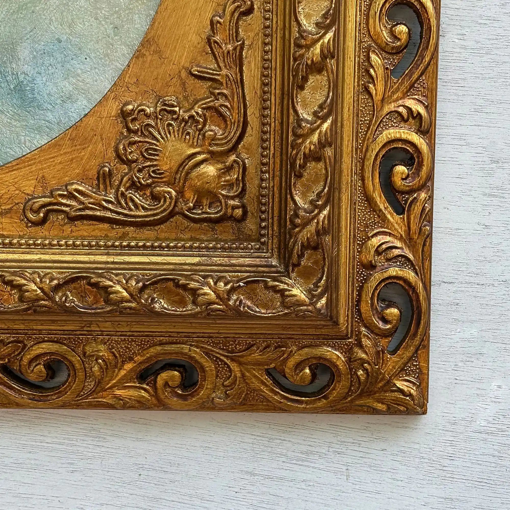 Cherubs in Flight | Vintage Figurative Oil Painting | Ornate Gold Frame | 19.7×23.6in - Vintage Oil Painting - Arden Gallery