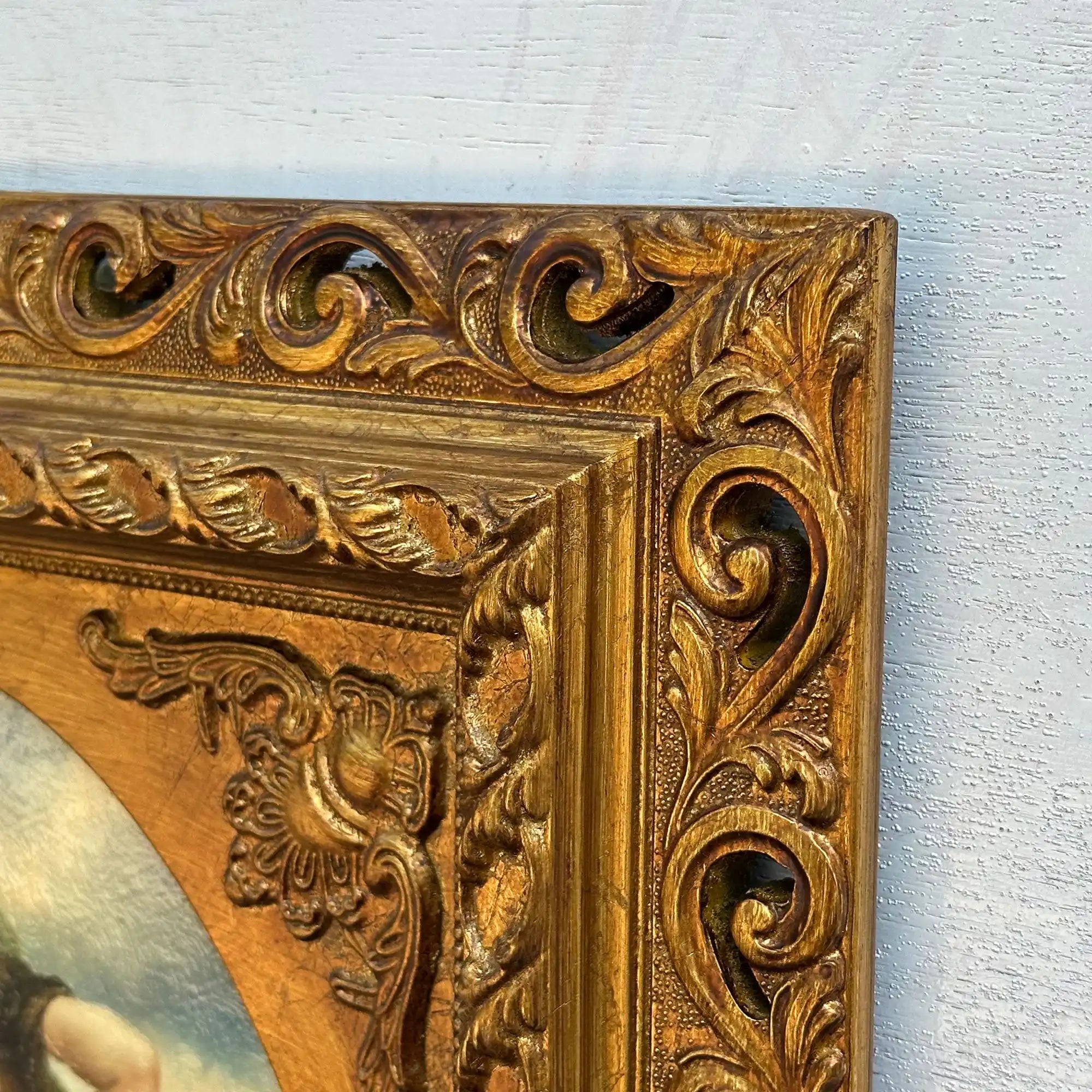 Cherubs in Flight | Vintage Figurative Oil Painting | Ornate Gold Frame | 19.7×23.6in - Vintage Oil Painting - Arden Gallery