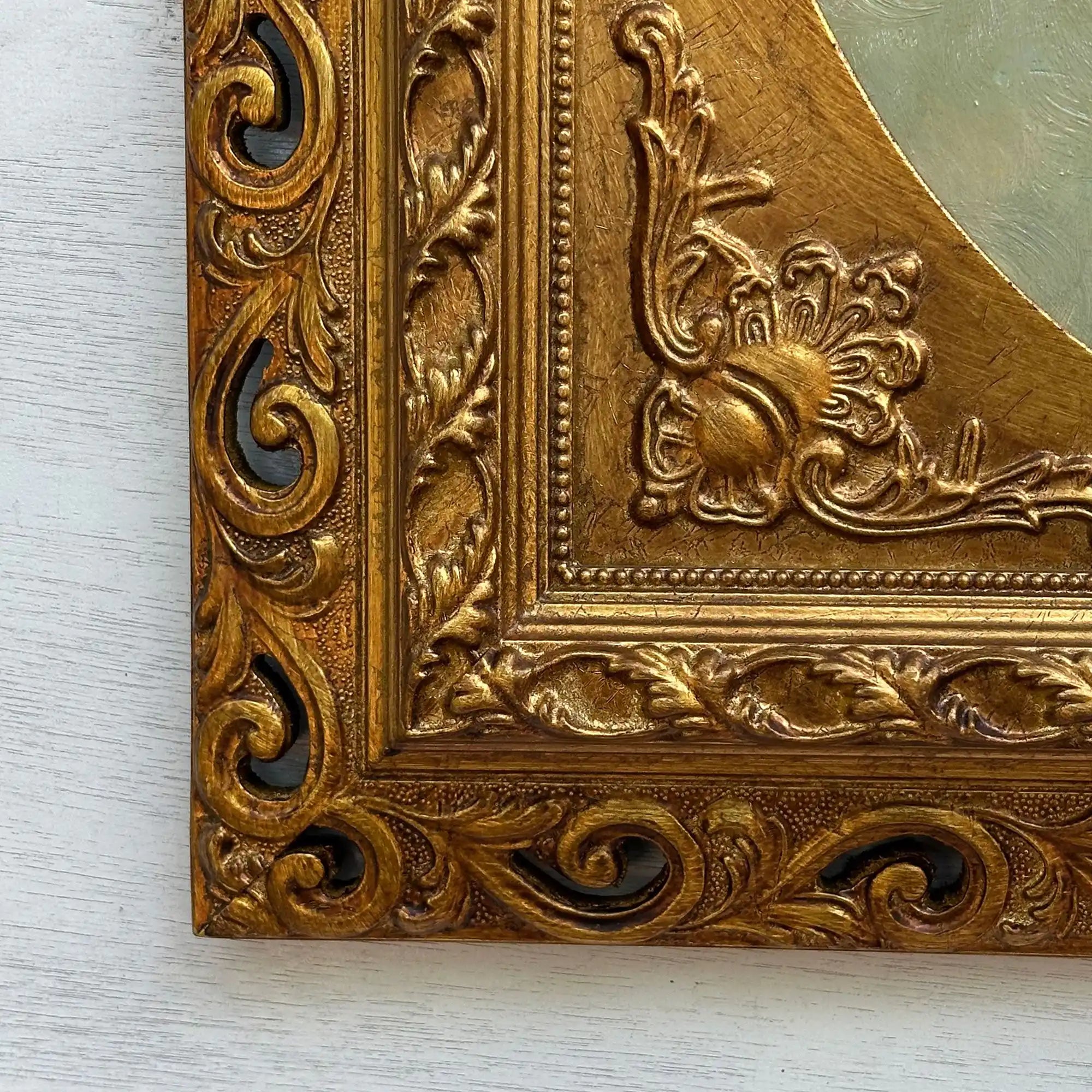 Cherubs in Flight | Vintage Figurative Oil Painting | Ornate Gold Frame | 19.7×23.6in - Vintage Oil Painting - Arden Gallery