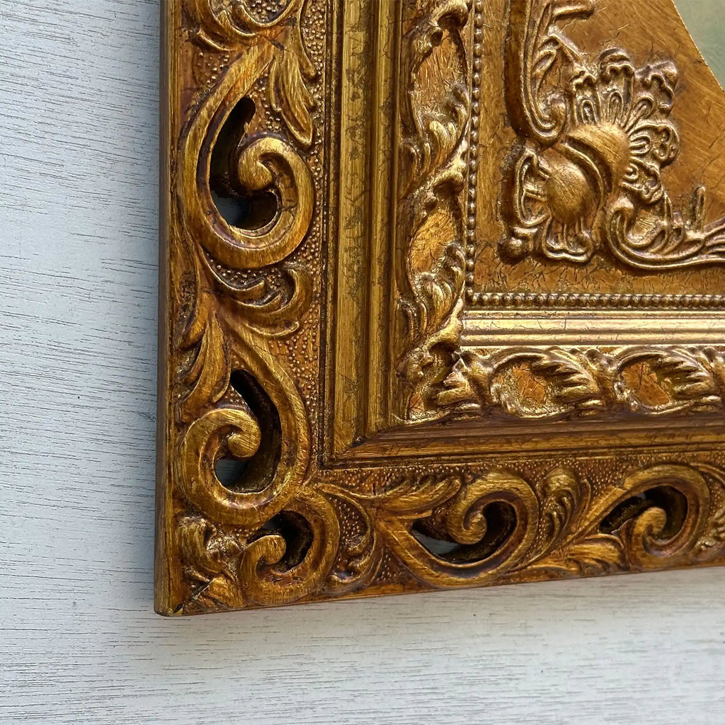 Cherubs in Flight | Vintage Figurative Oil Painting | Ornate Gold Frame | 19.7×23.6in - Vintage Oil Painting - Arden Gallery