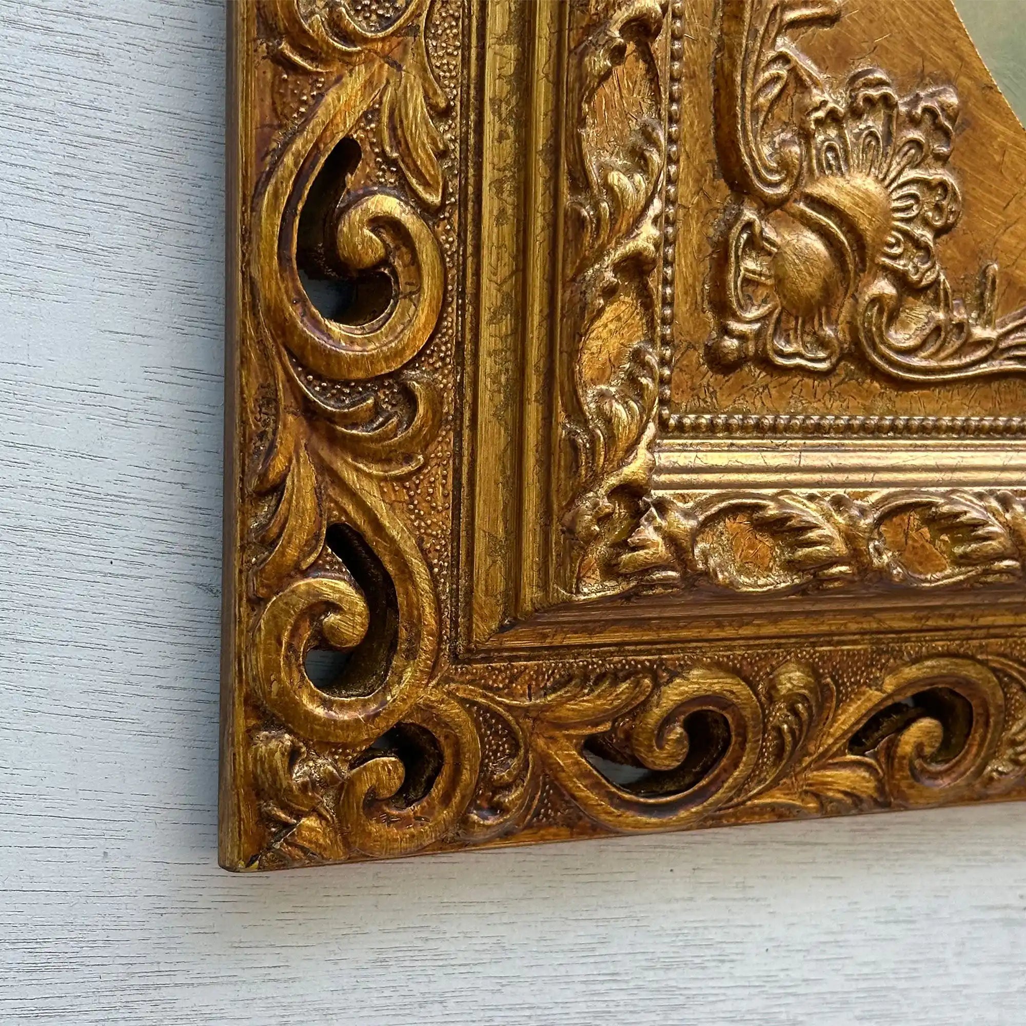 Cherubs in Flight | Vintage Figurative Oil Painting | Ornate Gold Frame | 19.7×23.6in - Vintage Oil Painting - Arden Gallery