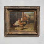 Circa 1900 Original Farm Poultry Oil Painting, Antique Animal Artwork, Framed - Vintage Oil Painting - Arden Gallery