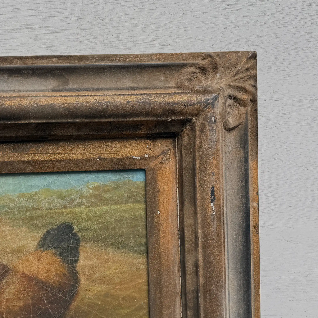 Circa 1900 Original Farm Poultry Oil Painting, Antique Animal Artwork, Framed - Vintage Oil Painting - Arden Gallery