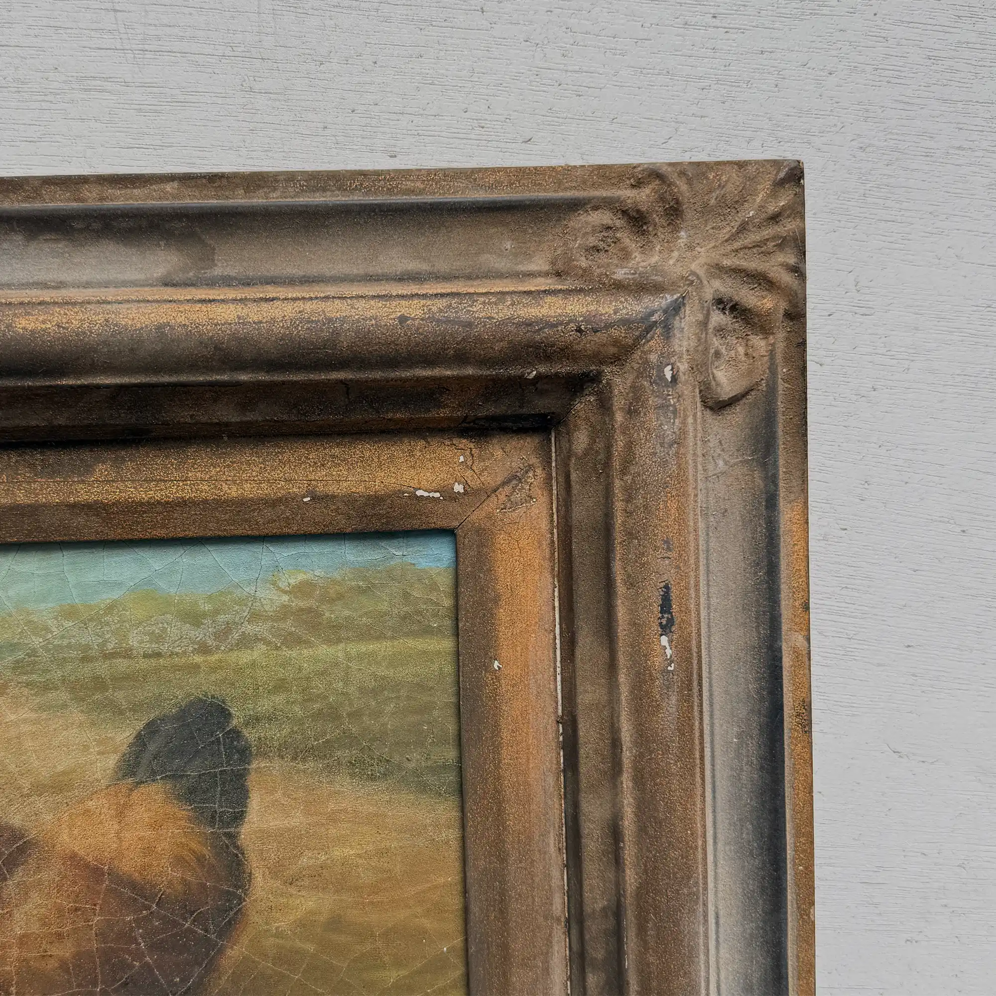 Circa 1900 Original Farm Poultry Oil Painting, Antique Animal Artwork, Framed - Vintage Oil Painting - Arden Gallery