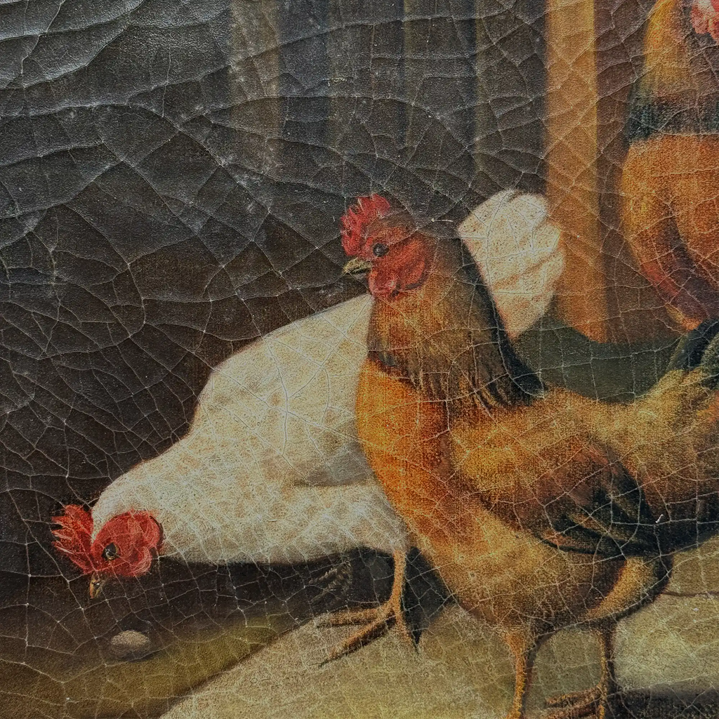 Circa 1900 Original Farm Poultry Oil Painting, Antique Animal Artwork, Framed - Vintage Oil Painting - Arden Gallery