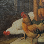 Circa 1900 Original Farm Poultry Oil Painting, Antique Animal Artwork, Framed - Vintage Oil Painting - Arden Gallery