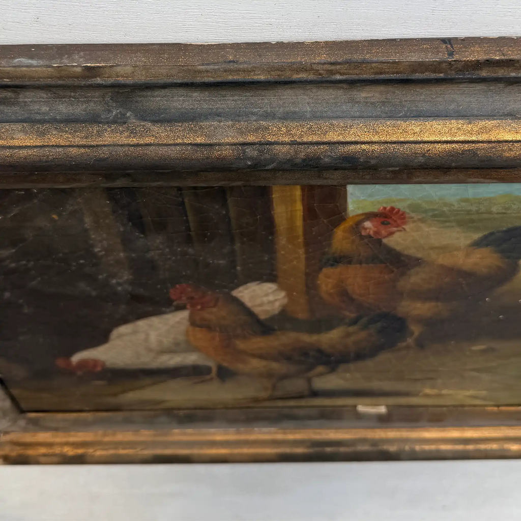 Circa 1900 Original Farm Poultry Oil Painting, Antique Animal Artwork, Framed - Vintage Oil Painting - Arden Gallery
