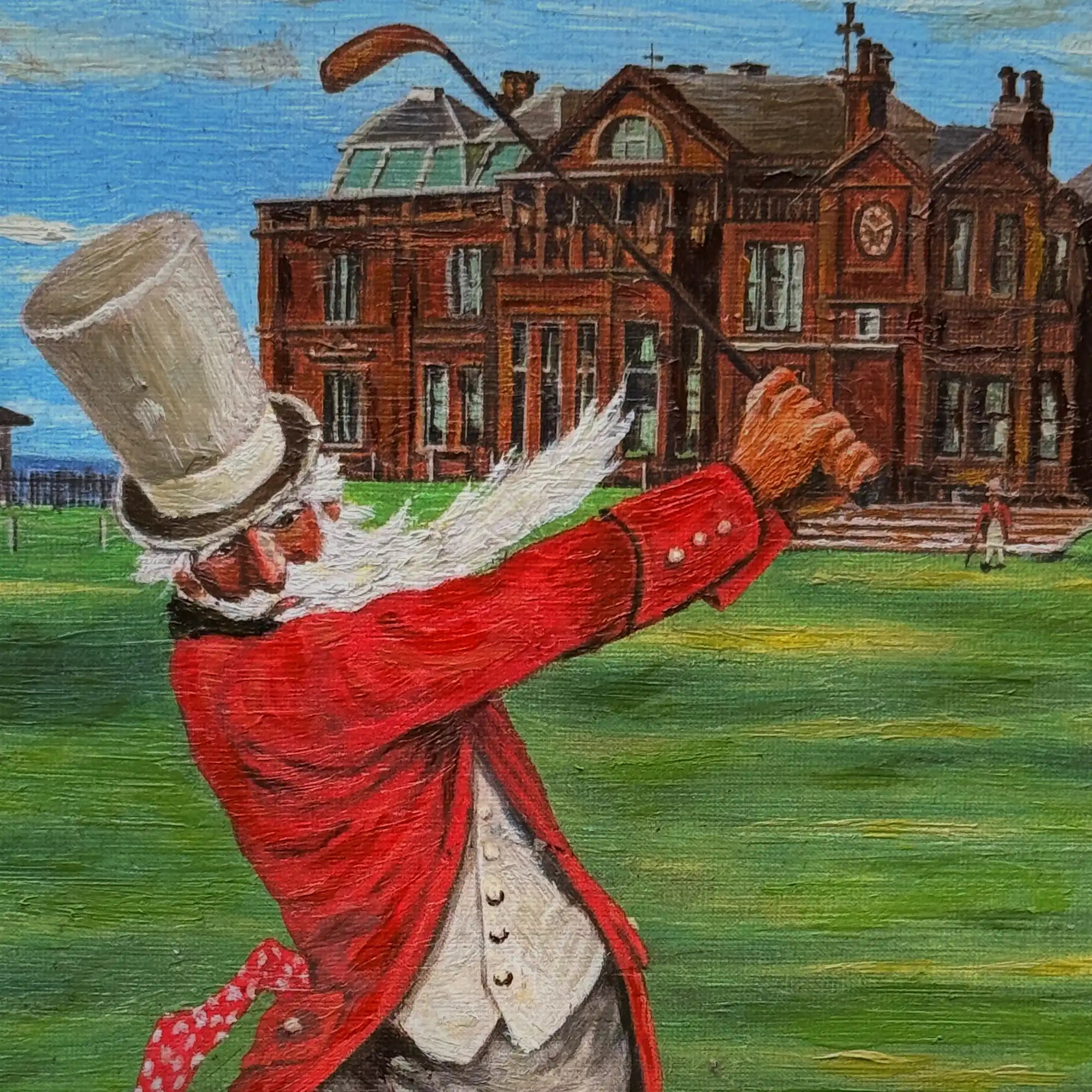 Classic British Golf Gentleman Oil Painting, Vintage Sports Wall Decor (with Frame 31 × 38 cm ): - Vintage Oil Painting - Arden Gallery