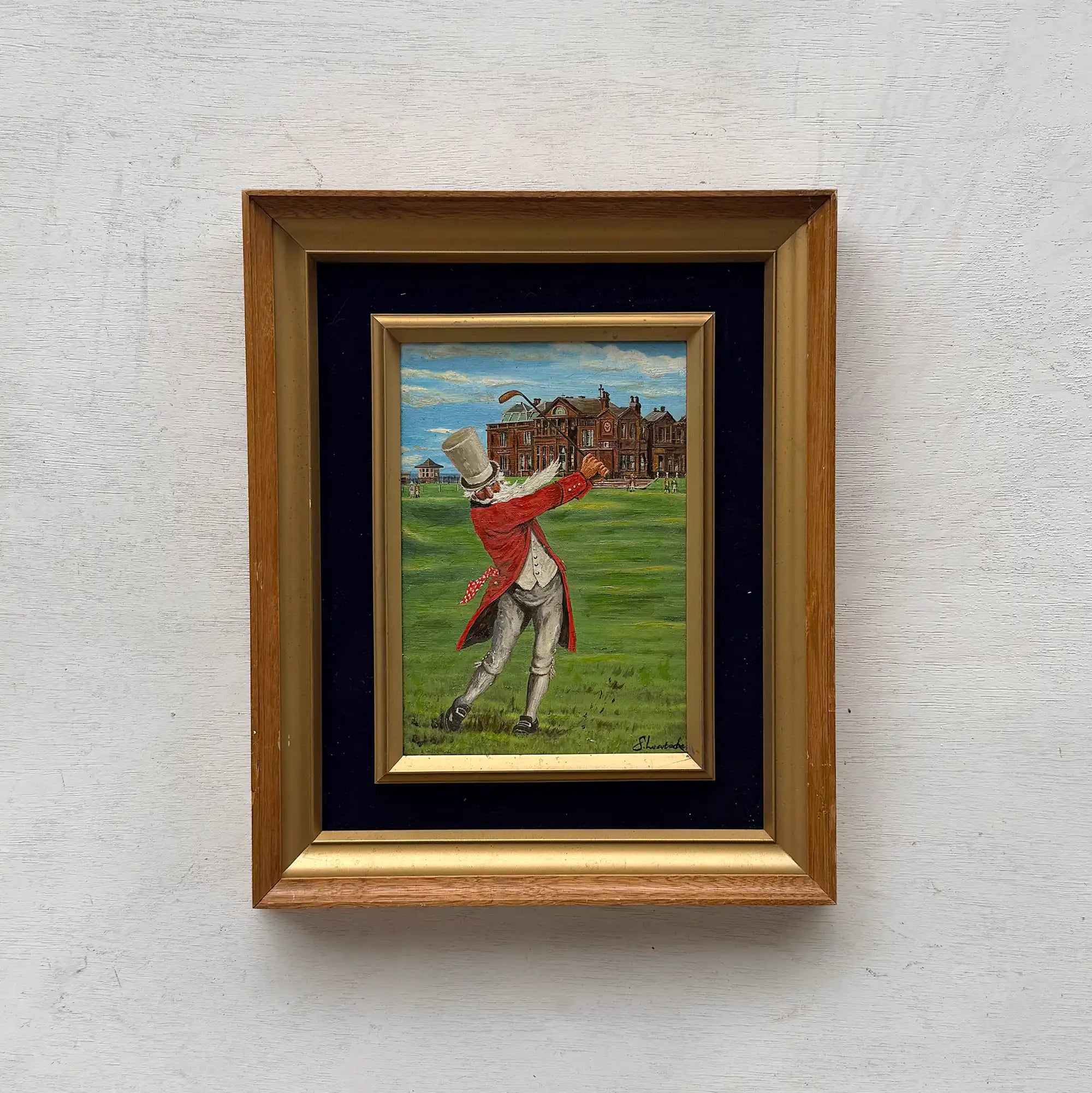 Classic British Golf Gentleman Oil Painting, Vintage Sports Wall Decor (with Frame 31 × 38 cm ): - Vintage Oil Painting - Arden Gallery