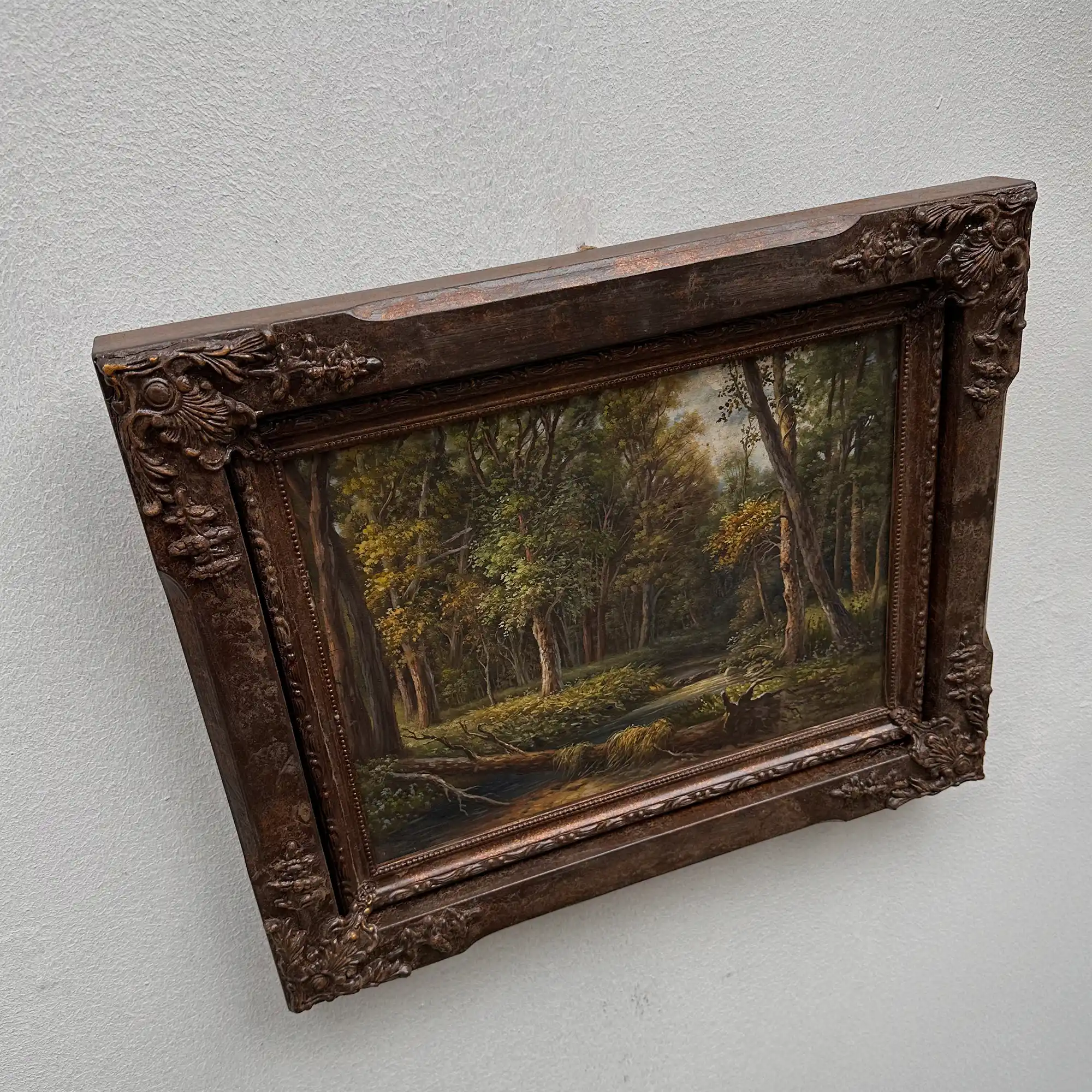 Classical European Woodland Painting, Rustic Forest Nature Landscape Art - Vintage Oil Painting - Arden Gallery