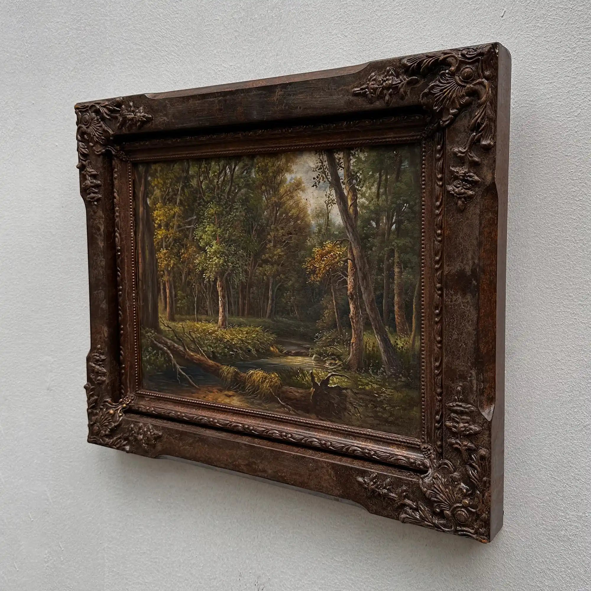 Classical European Woodland Painting, Rustic Forest Nature Landscape Art - Vintage Oil Painting - Arden Gallery