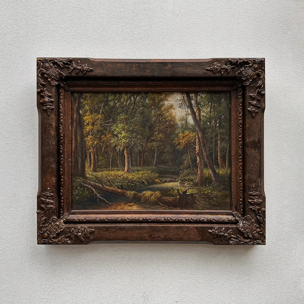 Classical European Woodland Painting, Rustic Forest Nature Landscape Art - Vintage Oil Painting - Arden Gallery