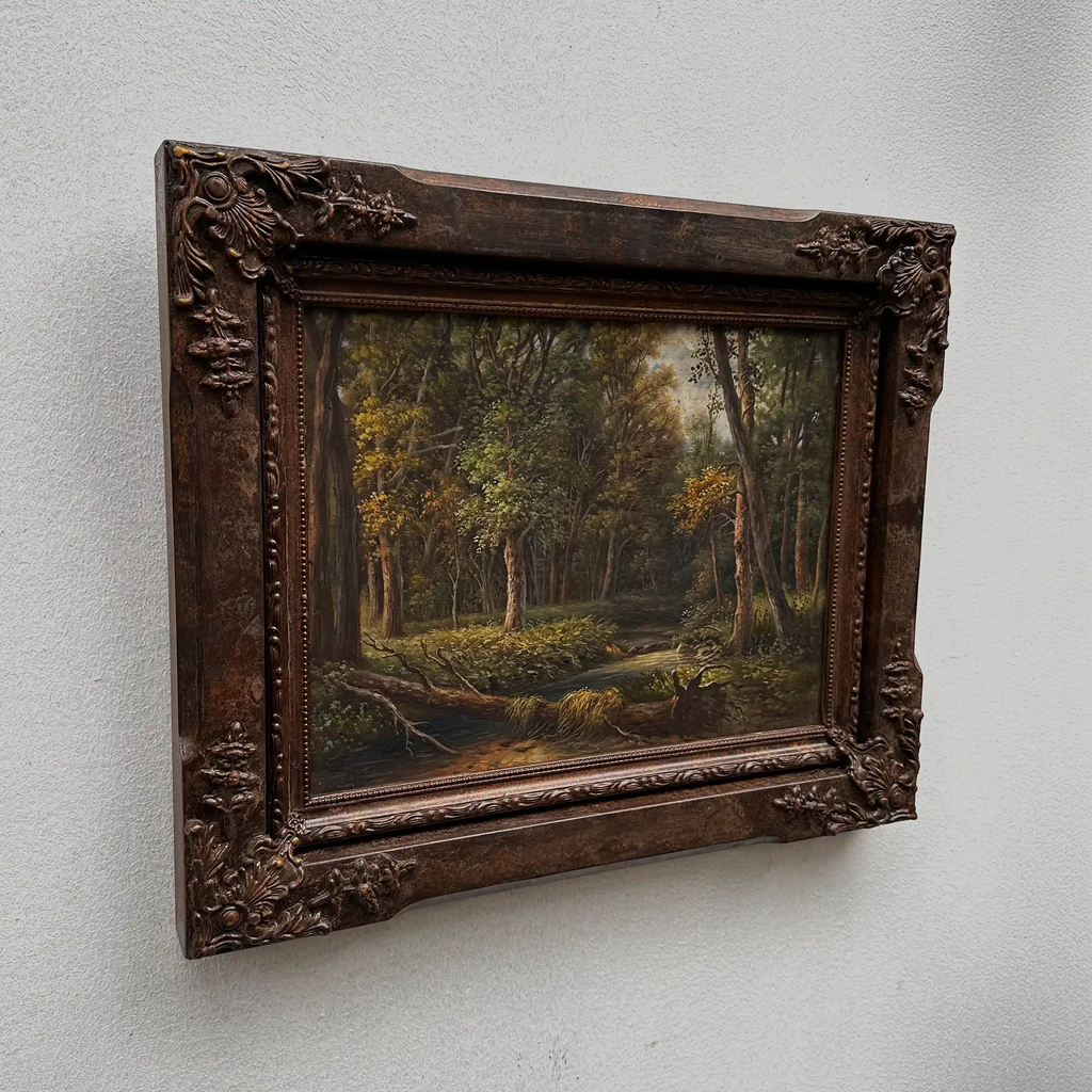 Classical European Woodland Painting, Rustic Forest Nature Landscape Art - Vintage Oil Painting - Arden Gallery