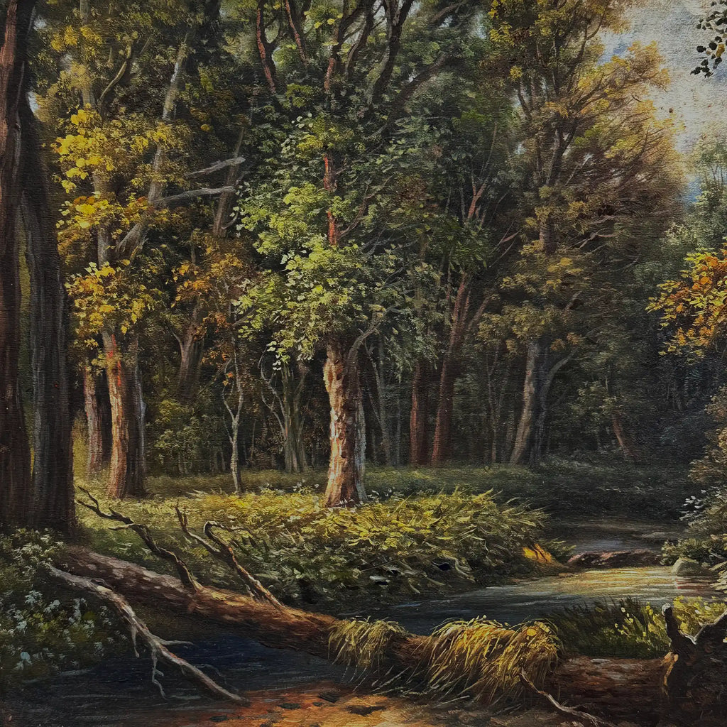 Classical European Woodland Painting, Rustic Forest Nature Landscape Art - Vintage Oil Painting - Arden Gallery