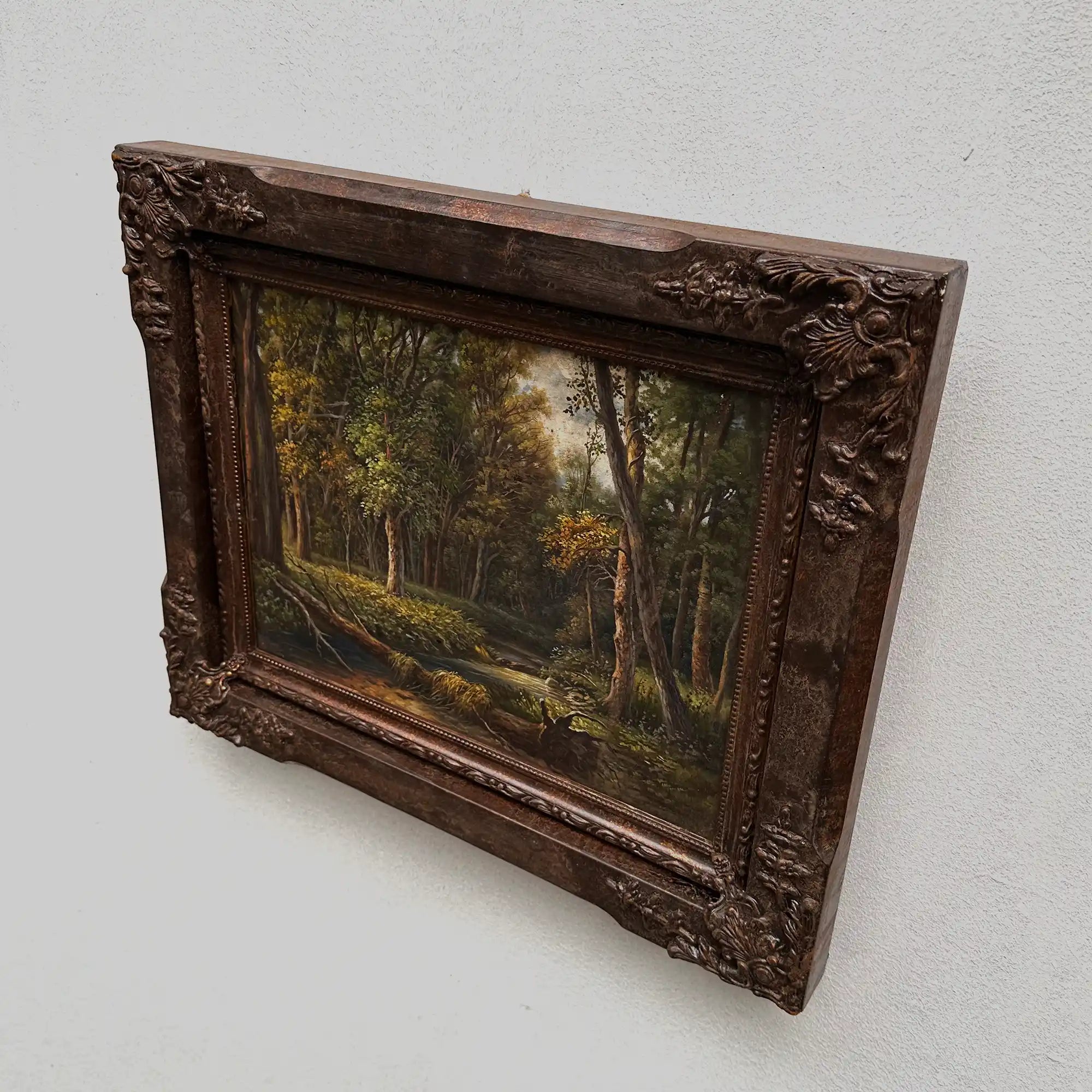 Classical European Woodland Painting, Rustic Forest Nature Landscape Art - Vintage Oil Painting - Arden Gallery