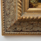 Classical Hand-Painted Portrait Painting, Spanish-Style Noble Lady in Red Long Gown & Shawl, Vintage Gilded Frame - Vintage Oil Painting - Arden Gallery
