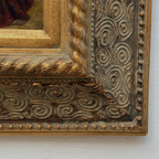Classical Hand-Painted Portrait Painting, Spanish-Style Noble Lady in Red Long Gown & Shawl, Vintage Gilded Frame - Vintage Oil Painting - Arden Gallery