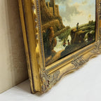 Coastal Tower in Storm | Vintage Seascape Oil Painting | Ornate Gold Frame | 19.7×16.1in - Vintage Oil Painting - Arden Gallery